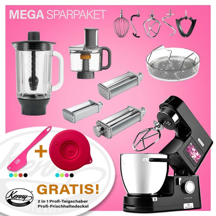 Kenwood Cooking Chef Black XL Connect - Spar-Set Pasta MAX mit 3 verschiedenen Pastawalzen und zweiter Kochschüssel