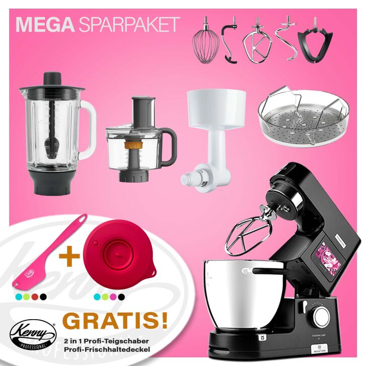 Kenwood Cooking Chef Black XL Connect - Sallys Spar-Set Getreidemühle mit zweiter Kochschüssel
