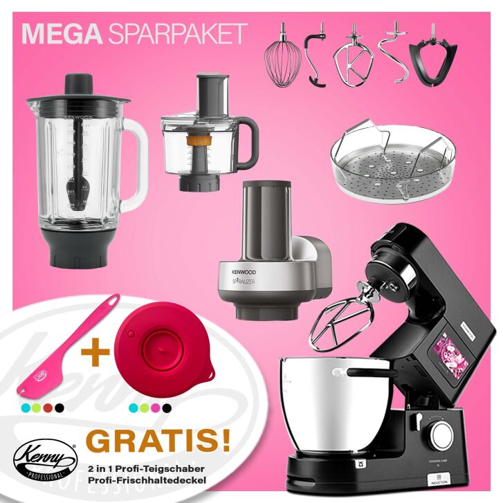 Kenwood Cooking Chef Black XL Connect - Sallys Spar-Set Spiralschneider mit zweiter Kochschüssel