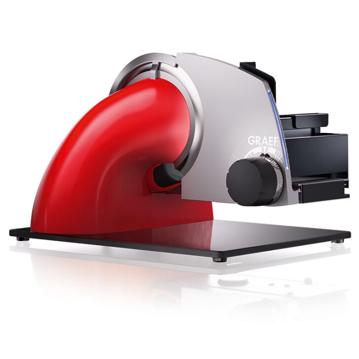 GRAEF Feinschneider SKS700 Rubinrot  - Sliced Kitchen - Safety-Control LED-Leiste - Vollstahl-Edelstahl Messer
