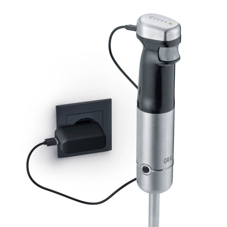 GRAEF Stabmixer HB802 Schwarz-Silber - kabellos - akkubetrieben - Edelstahl - Stufenlose Steuerung per Fingerdruck