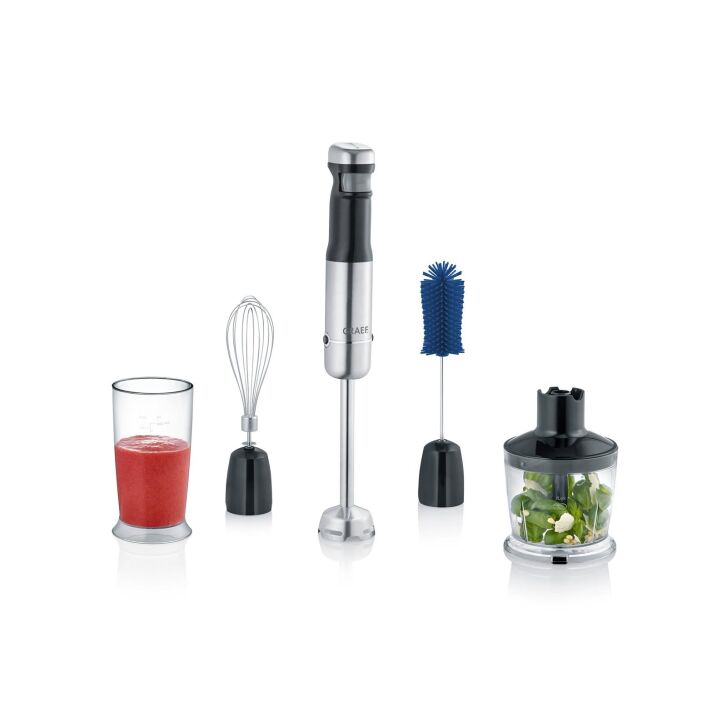 GRAEF Stabmixer HB802 Schwarz-Silber - kabellos - akkubetrieben - Edelstahl - Stufenlose Steuerung per Fingerdruck