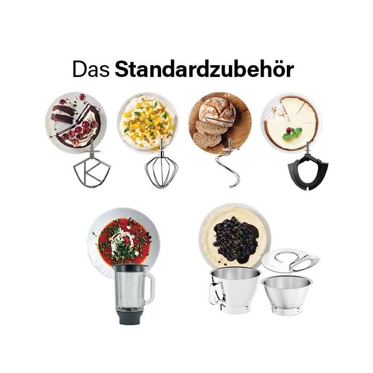 Kenwood Küchenmaschine Titanium Chef Baker Silber KVC85.594SI - Spar-Set Schnitzelwerk