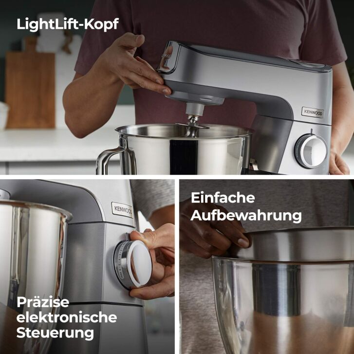 Kenwood Küchenmaschine Titanium Chef Baker Silber KVC85.594SI - Spar-Set Spiralschneider