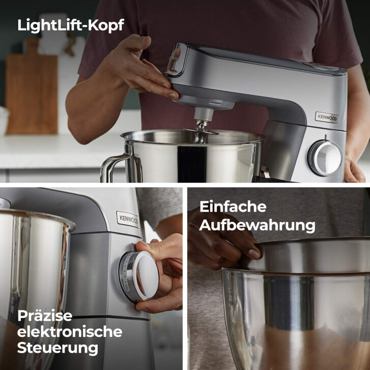 Kenwood Küchenmaschine Titanium Chef Baker Silber KVC85.594SI - Spar-Set Trommelraffel