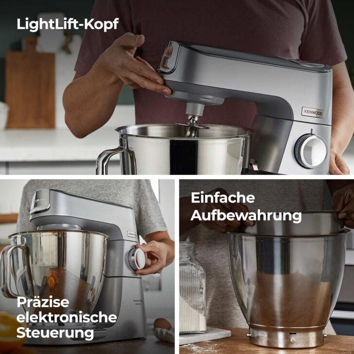 Kenwood Küchenmaschine Titanium Chef Baker XL Silber KVL85.224SI - Spar-Set Eisbereiter
