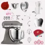 KitchenAid Artisan 4,8 Liter KSM185 Sallys Spar-Set mit Sieb mit digitaler Waage & Fleischwolf - IMPERIAL GREY