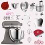 KitchenAid Artisan 4,8 Liter KSM185 Spar-Set mit Food Processor, Fleischwolf - IMPERIAL GREY