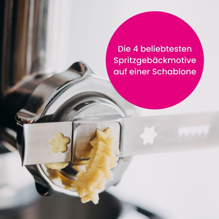 Kenny Professional Profi Edelstahl-Fleischwolf Schredder inkl. Lochscheiben, Messer, Wurstfüllhorn sowie Spritzgebäckvorsatz kompatibel mit Kenwood