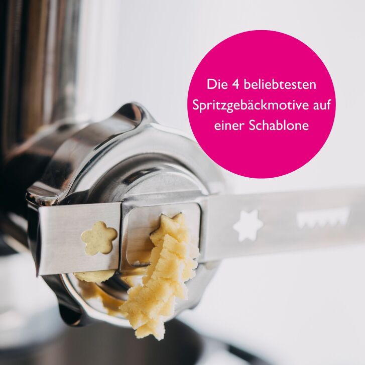 Kitty Professional Profi Edelstahl-Fleischwolf SCHREDDER PRO inkl. Lochscheiben, Messer, Wurstfüllhorn sowie Spritzgebäckvorsatz kompatibel mit KitchenAid Küchenmaschinen
