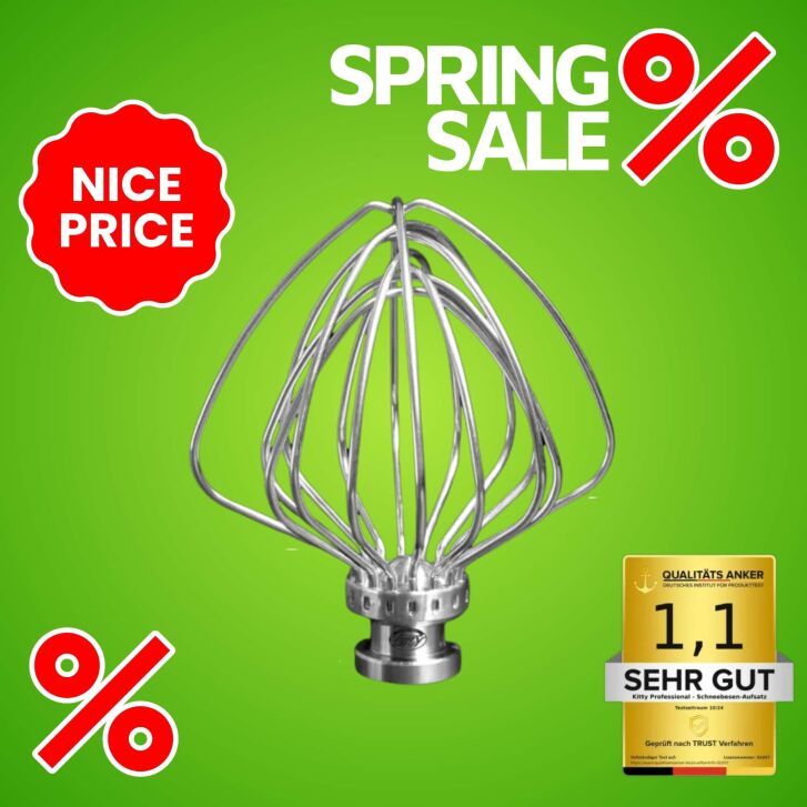 Kitty Professional Profi Edelstahl-Schneebesen Schaumschläger kompatibel mit KitchenAid 4,3 / 4,7 und 4,8 Liter - 2. Wahl