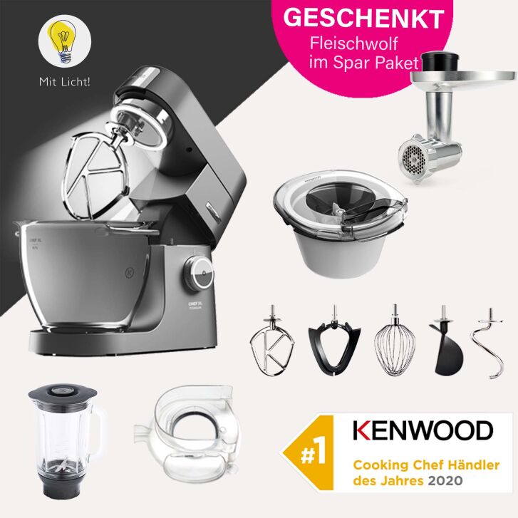 Kenwood Chef XL Titanium System Pro - Spar-Set Eisbereiter mit Fleischwolf