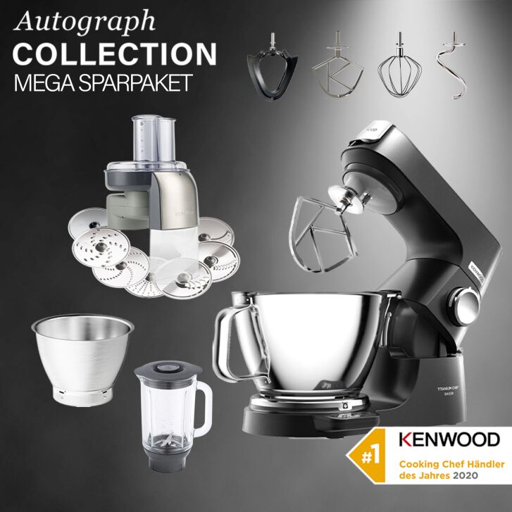 Kenwood KüchenmaschineTitanium Chef Baker Black KVC85.004BK  inkl. Schnitzelwerk & Glasmixaufsatz