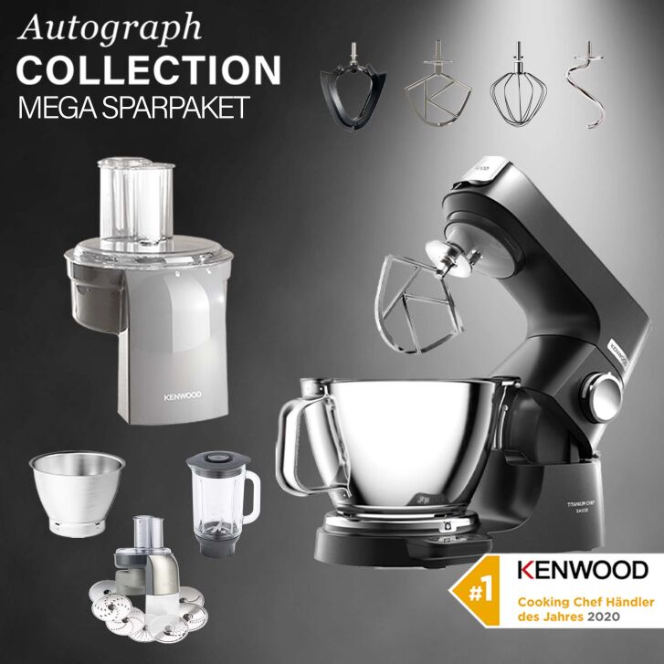 Kenwood KüchenmaschineTitanium Chef Baker Black KVC85.004BK - Spar-Set Würfelschneider