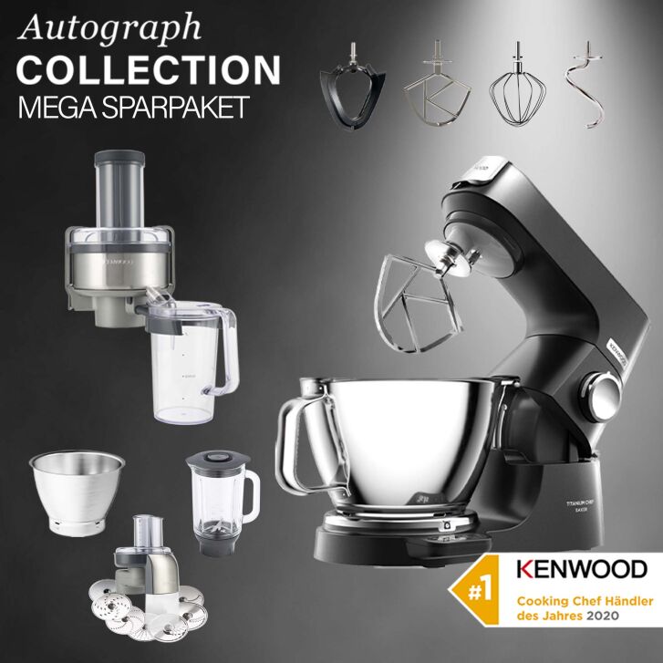 Kenwood KüchenmaschineTitanium Chef Baker Black KVC85.004BK - Spar-Set Profi-Entsafter