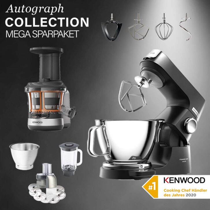 Kenwood KüchenmaschineTitanium Chef Baker Black KVC85.004BK - Spar-Set Slow Juicer