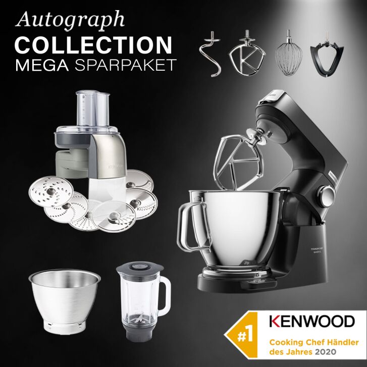 Kenwood Küchenmaschine Titanium Chef Baker XL Black KVL85.004BK  inkl. Schnitzelwerk & Glasmixaufsatz
