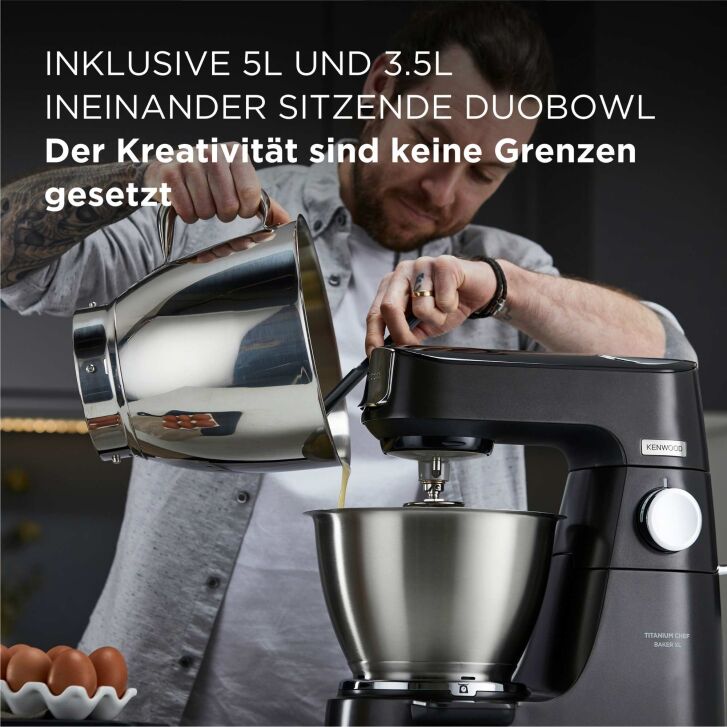 Kenwood Küchenmaschine Titanium Chef Baker XL Black KVL85.004BK - Spar-Set Spiralschneider