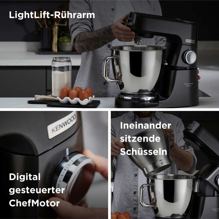 Kenwood Küchenmaschine Titanium Chef Baker XL Black KVL85.004BK - Spar-Set Profi-Entsafter
