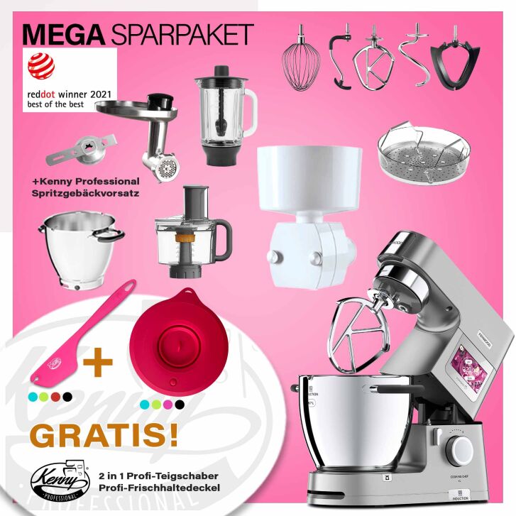 Kenwood Cooking Chef Silber XL Connect - Spar-Set Flockenquetsche mit zweiter Kochschüssel