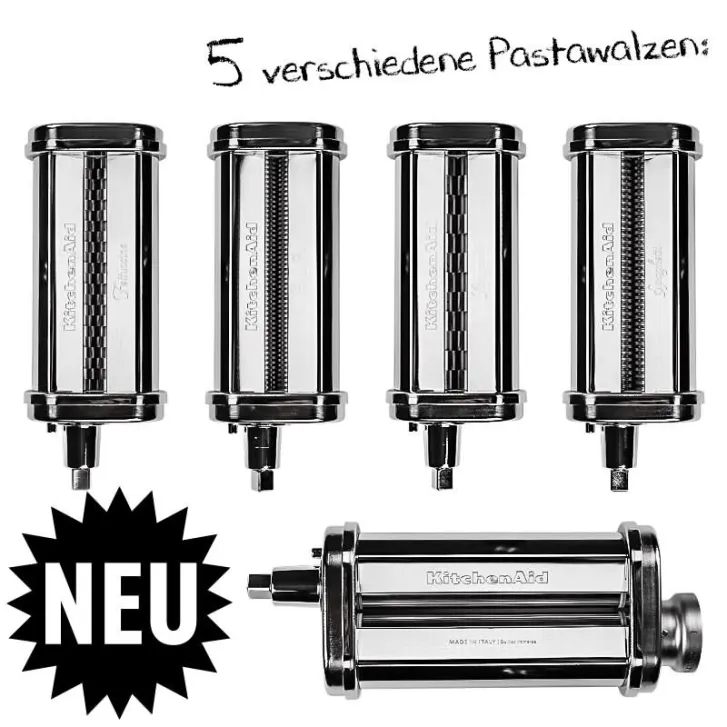 KitchenAid Artisan 4,8 Liter 5KSM195PSEHI Sallys Spar-Set Pasta Deluxe mit 5-teiligem Nudelwalzen-Set & Fleischwolf - HIBISCUS / HIBISKUS