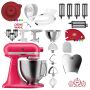 KitchenAid Artisan 4,8 Liter 5KSM195PSEHI Sallys Spar-Set Pasta Deluxe mit 5-teiligem Nudelwalzen-Set & Fleischwolf - HIBISCUS / HIBISKUS