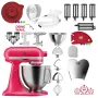 KitchenAid Artisan 4,8 Liter 5KSM195PSEHI Sallys Spar-Set Pasta Deluxe mit 5-teiligem Nudelwalzen-Set & Fleischwolf - HIBISCUS / HIBISKUS