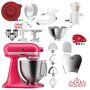 KitchenAid Artisan 4,8 Liter 5KSM195PSEHI Sallys Spar-Set mit Sieb mit digitaler Waage & Fleischwolf - HIBISCUS / HIBISKUS