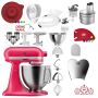 KitchenAid Artisan 4,8 Liter 5KSM195PSEHI Sallys Spar-Set mit Food Processor & Fleischwolf - HIBISCUS / HIBISKUS