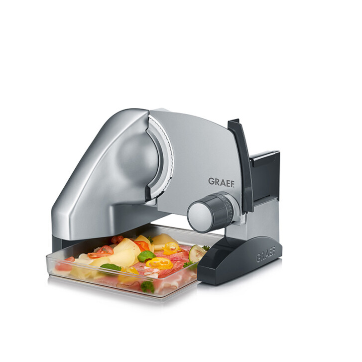 GRAEF Allesschneider SlicedKitchen SKS500  inkl. MiniSlice-Aufsatz & Aufbewahrungsbox - Silber