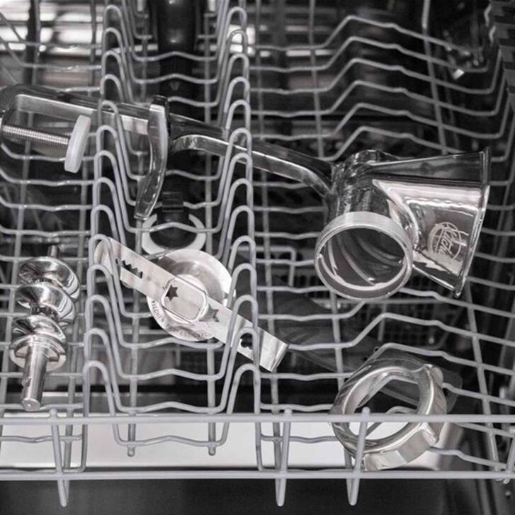 Kitchen Professionals Handfleischwolf mit 4 Lochscheiben, Spritzgebäckvorsatz & Wurstfüllrohr