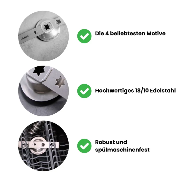 Kitty Professional Profi Edelstahl-Spritzgebäckvorsatz Cookie Größe 5 kompatibel mit KitchenAid Fleischwolf 5KSMFGA