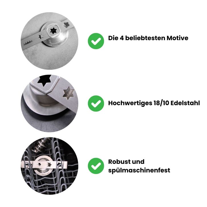 Kitty Professional Profi Edelstahl-Spritzgebäckvorsatz Cookie Größe 8 kompatibel mit KitchenAid Fleischwolf 5KSMMGA