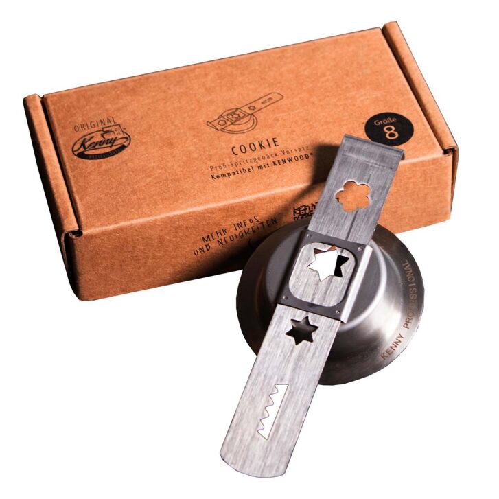 Kenny Professional Profi Edelstahl-Spritzgebäckvorsatz Cookie Größe 8 kompatibel mit Kenwood Fleischwolf KAX950