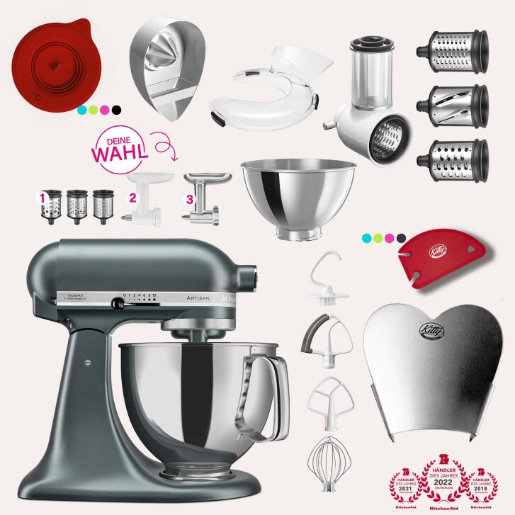 KitchenAid Artisan 4,8 Liter KSM175 Sallys Spar-Set mit Gemüseschneider & Fleischwolf - JUNIPER