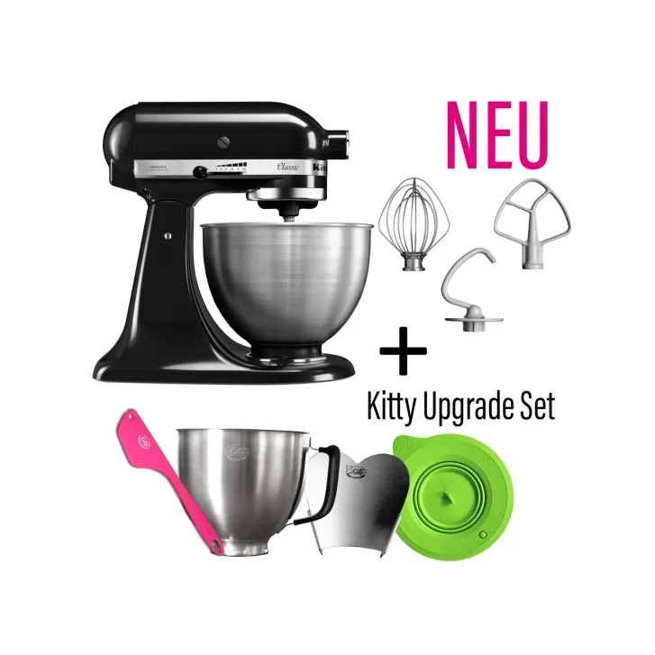 KitchenAid CLASSIC: 4,3 Liter Küchenmaschine - ONYX SCHWARZ mit Kitty Professional Upgrade Pack!