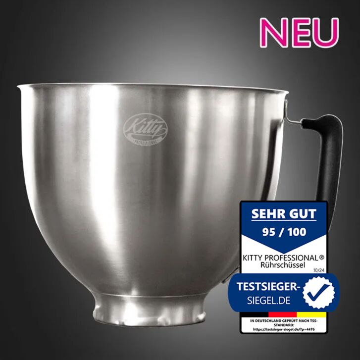 Kitty Professional Profi-Rührschüssel Super Bowl kompatibel mit KitchenAid 4,3 / 4,7  und 4,8 Liter - BRUSHED STEEL