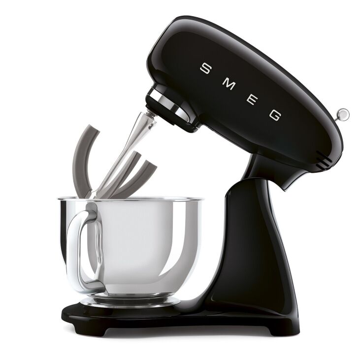 SMEG Küchenmaschine SMF03BLEU Super Spar-Set inkl. Fleischwolf und Eisbereiter - Schwarz 50s Retro-Style