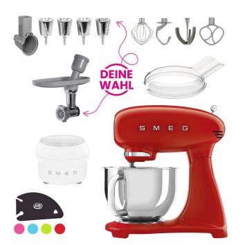 SMEG Küchenmaschine SMF03RDEU Super Spar-Set inkl....