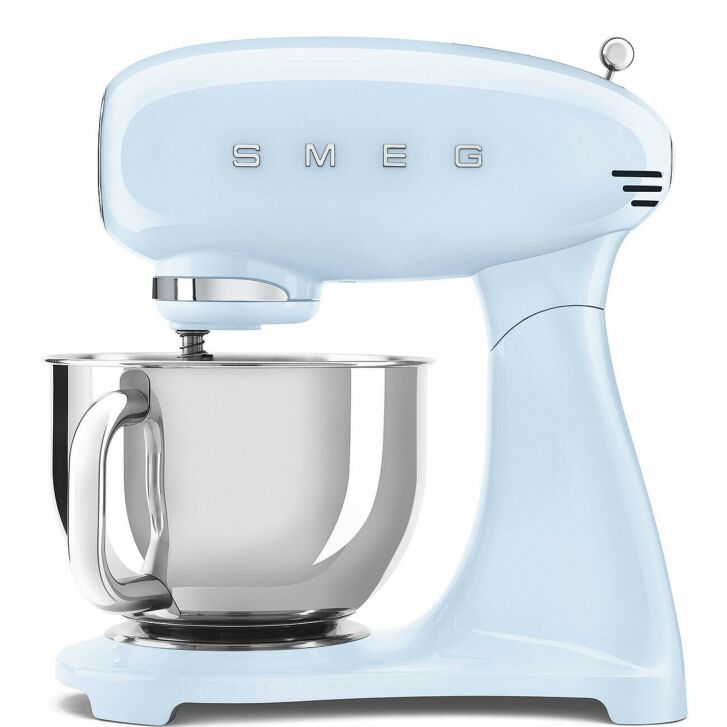 SMEG Küchenmaschine SMF03PBEU Super Spar-Set inkl. Fleischwolf und Eisbereiter - Pastellblau 50s Retro-Style