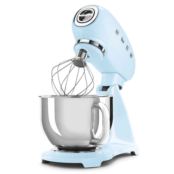 SMEG Küchenmaschine SMF03PBEU Super Spar-Set inkl. Fleischwolf und Eisbereiter - Pastellblau 50s Retro-Style