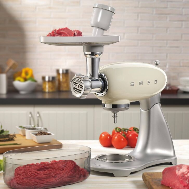SMEG Küchenmaschine SMF03PGEU Super Spar-Set inkl. Fleischwolf und Eisbereiter - Pastellgrün 50s Retro-Style