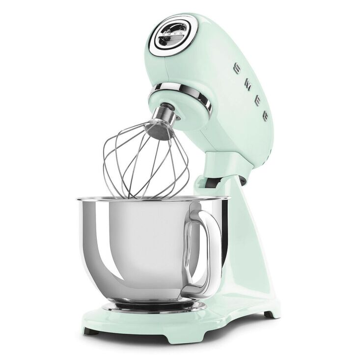 SMEG Küchenmaschine SMF03PGEU Super Spar-Set inkl. Fleischwolf und Eisbereiter - Pastellgrün 50s Retro-Style