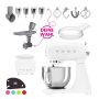 SMEG Küchenmaschine SMF03WHEU Super Spar-Set inkl. Fleischwolf und Eisbereiter - Weiß 50s Retro-Style