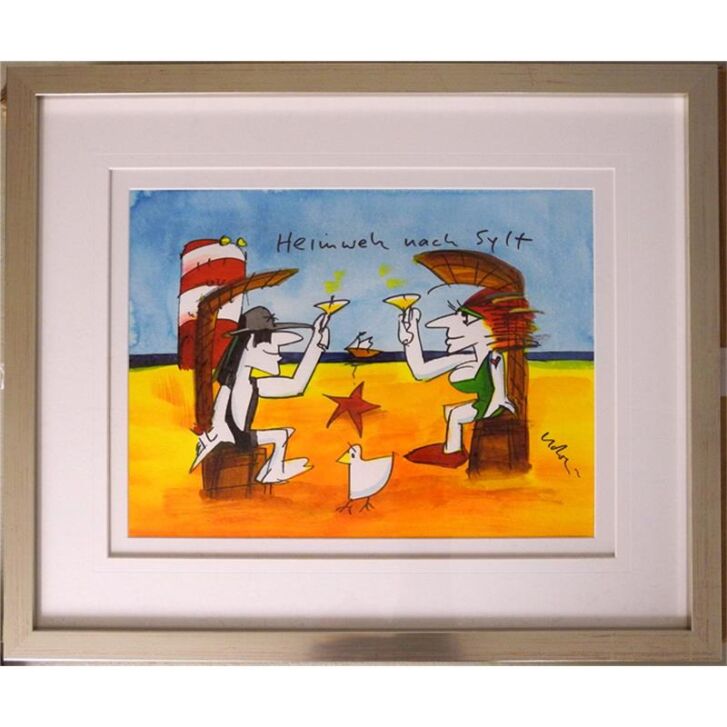 Udo Lindenberg Original Aquarell 2016 "Heimweh nach Sylt" ca. 72 x 60 cm / Unikat