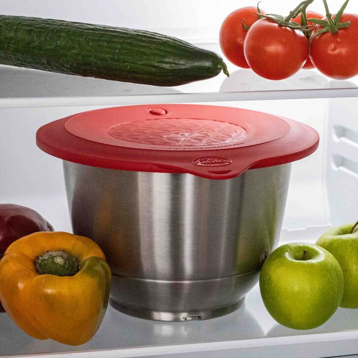 Kitchen Professionals Profi-Frischhaltedeckel Überzieher kompatibel mit der Bosch MUM5 Edelstahl-Rührschüssel - RUBINROT