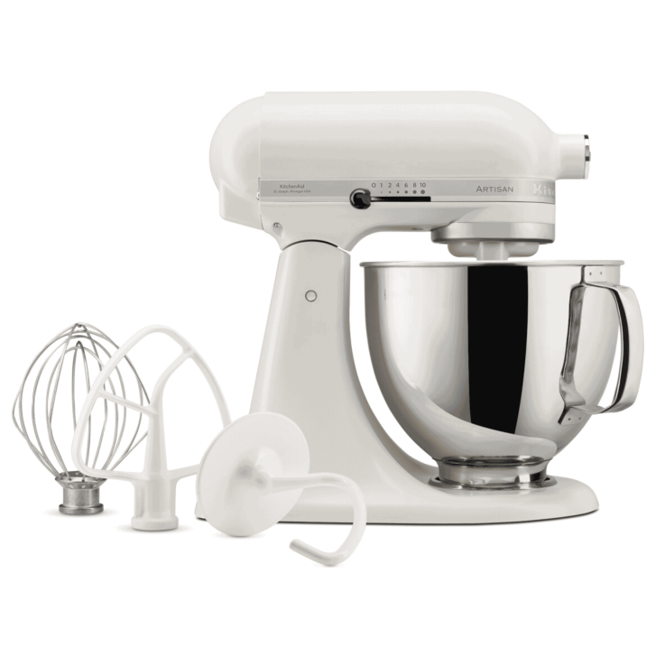 KitchenAid Profi Power Set: KitchenAid Artisan Küchenmaschine 4,8 L - PORCELAIN WHITE -  inkl. Profi-Spritzschutz Zuhälter und Profi-Edelstahl-Rührelemente Teigpeitsche, Schaumschläger & Tornado