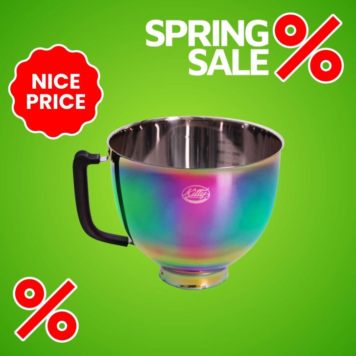 Kitty Professional Profi-Rührschüssel Super Bowl kompatibel mit KitchenAid 4,3 / 4,7  und 4,8 Liter – RAINBOW - 2. Wahl