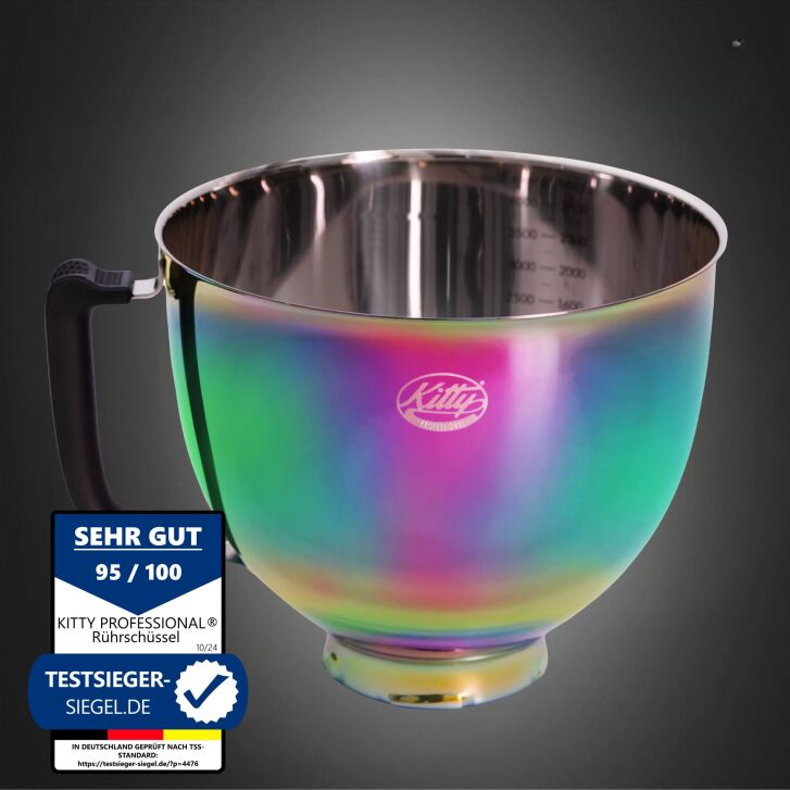 Kitty Professional Profi-Rührschüssel Super Bowl kompatibel mit KitchenAid 4,3 / 4,7  und 4,8 Liter – RAINBOW - 2. Wahl