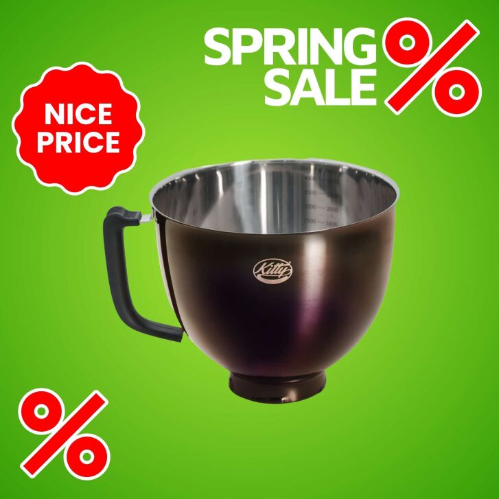 Kitty Professional Profi-Rührschüssel "Super Bowl" kompatibel mit KitchenAid 4,3 / 4,7  und 4,8 Liter - TITAN BLACK - 2. Wahl